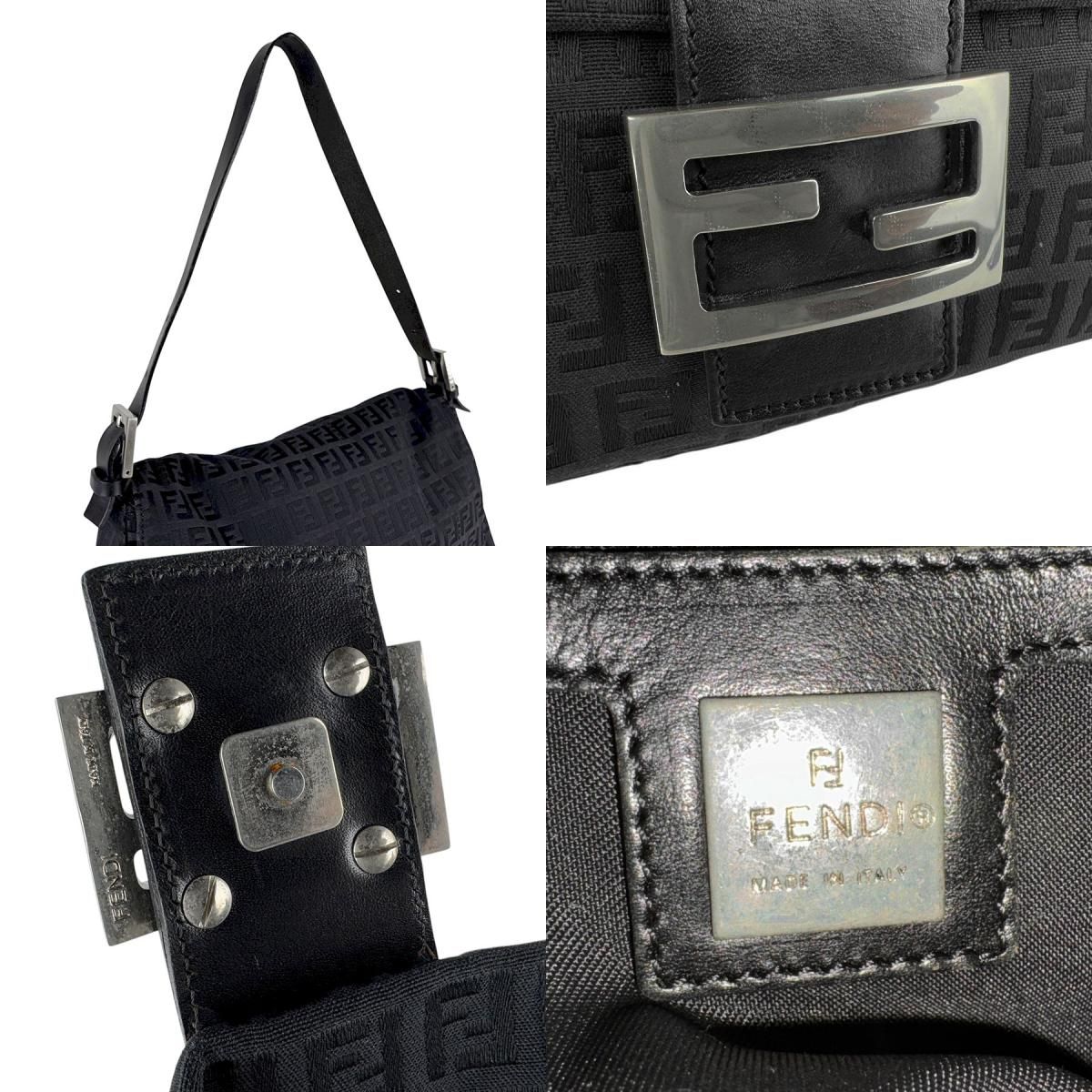 Fendi Mamma Baguette Black Zucca Shoulder Bag - St. Luxe