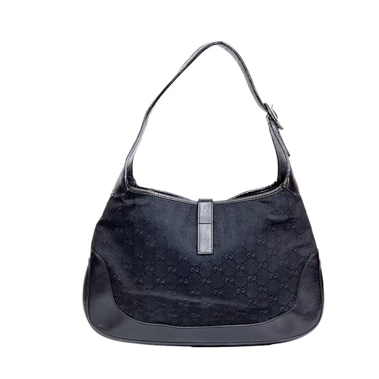 Gucci Jackie Black GG Canvas Hobo Bag - Saint Luxe