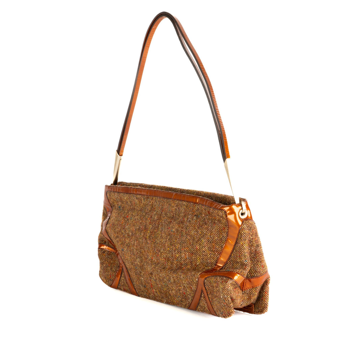 Bottega Veneta Vintage Tweed and Leather Shoulder Bag - St. Luxe