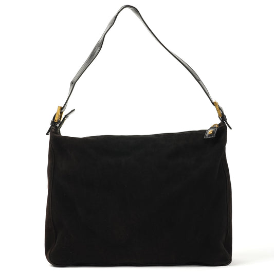 Fendi Mamma Baguette Black Suede Shoulder Bag - St. Luxe