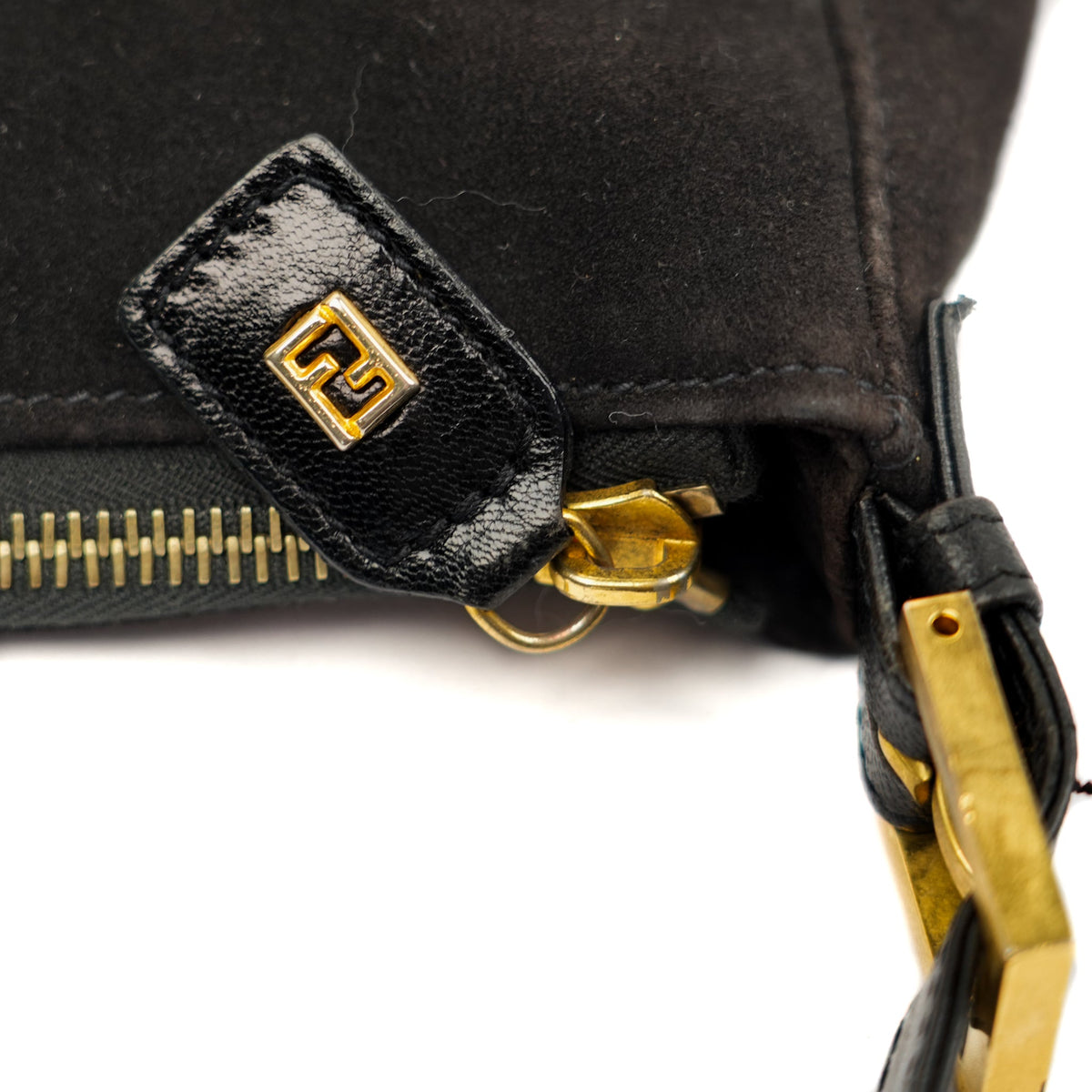 Fendi Mamma Baguette Black Suede Shoulder Bag - St. Luxe