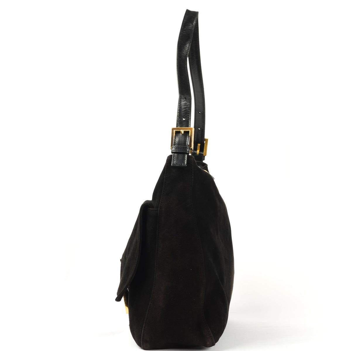 Fendi Mamma Baguette Black Suede Shoulder Bag - St. Luxe