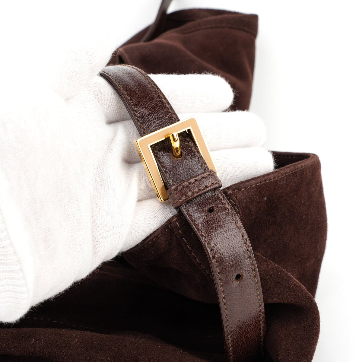 Fendi Mamma Baguette Dark Brown Suede - St. Luxe