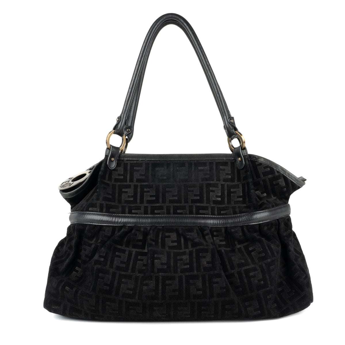 Fendi Zucca Chef Tote Bag in Black Suede - St. Luxe