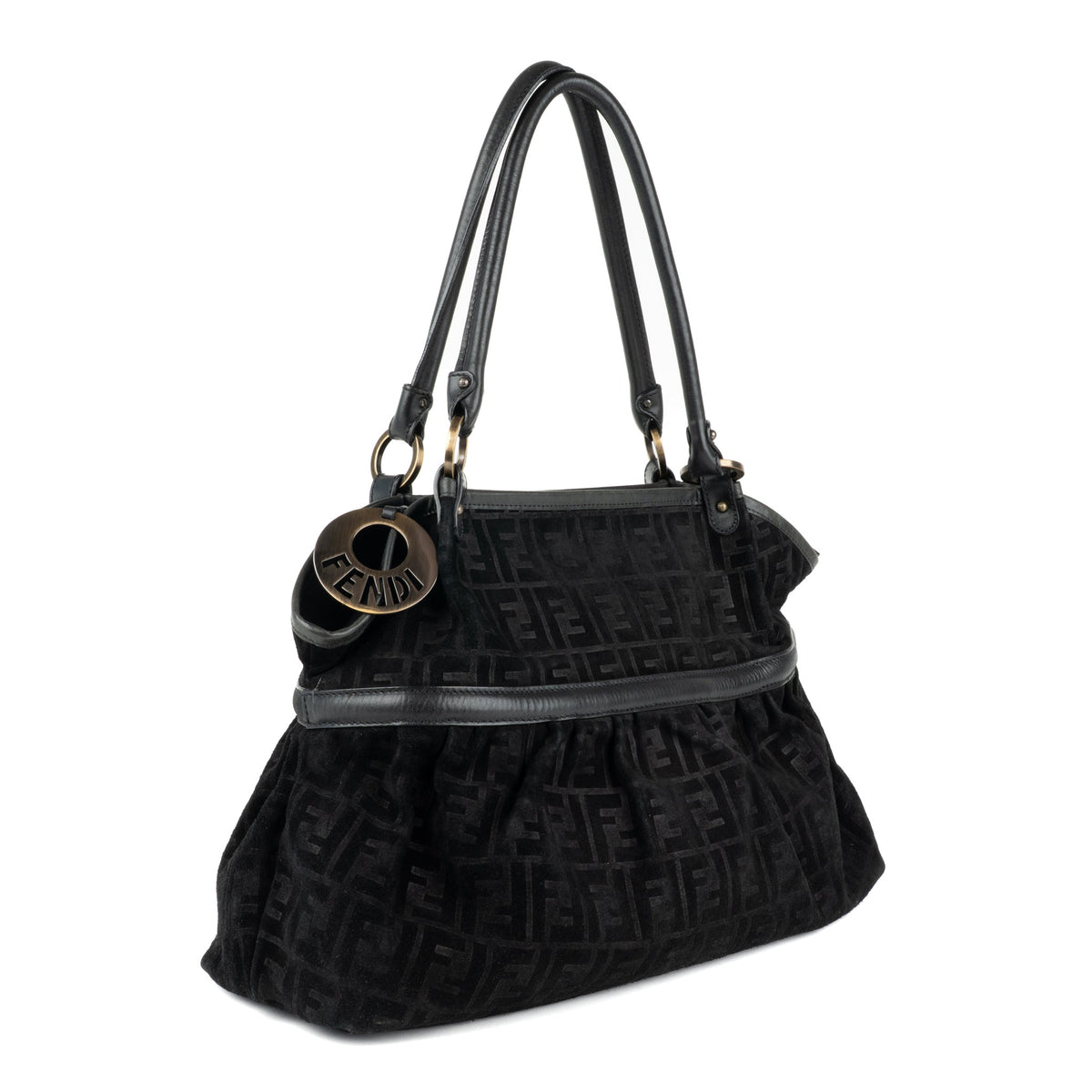 Fendi Zucca Chef Tote Bag in Black Suede - St. Luxe