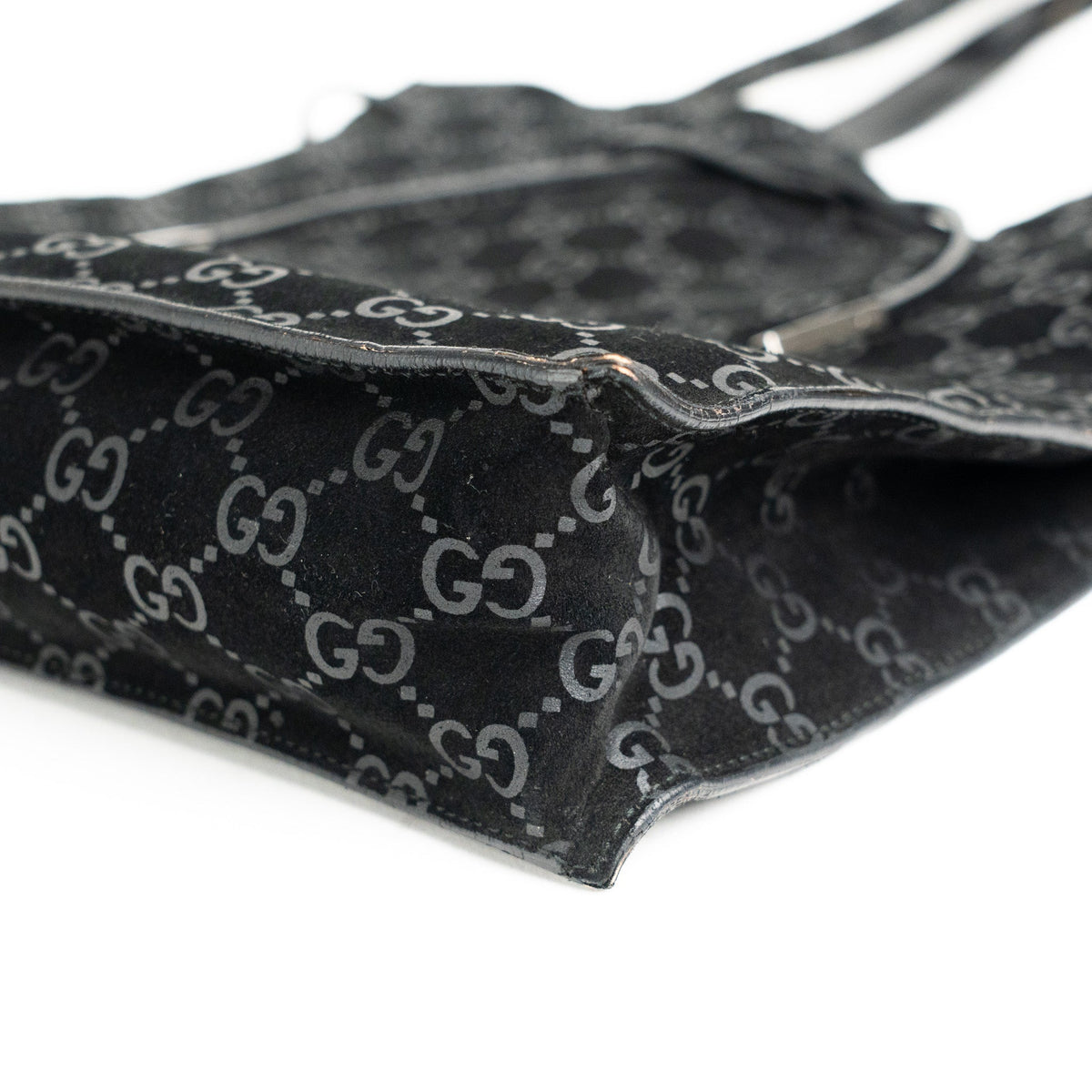 Gucci 97 suede GG Monogram Drawstring Tote Bag - St. Luxe