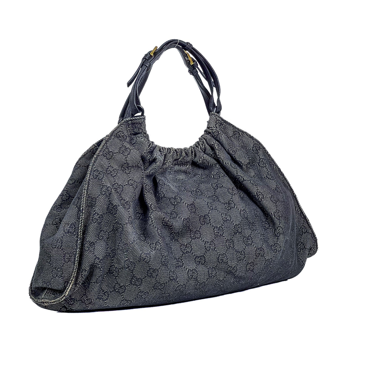 Gucci Black GG Denim Hobo Bag - Saint Luxe