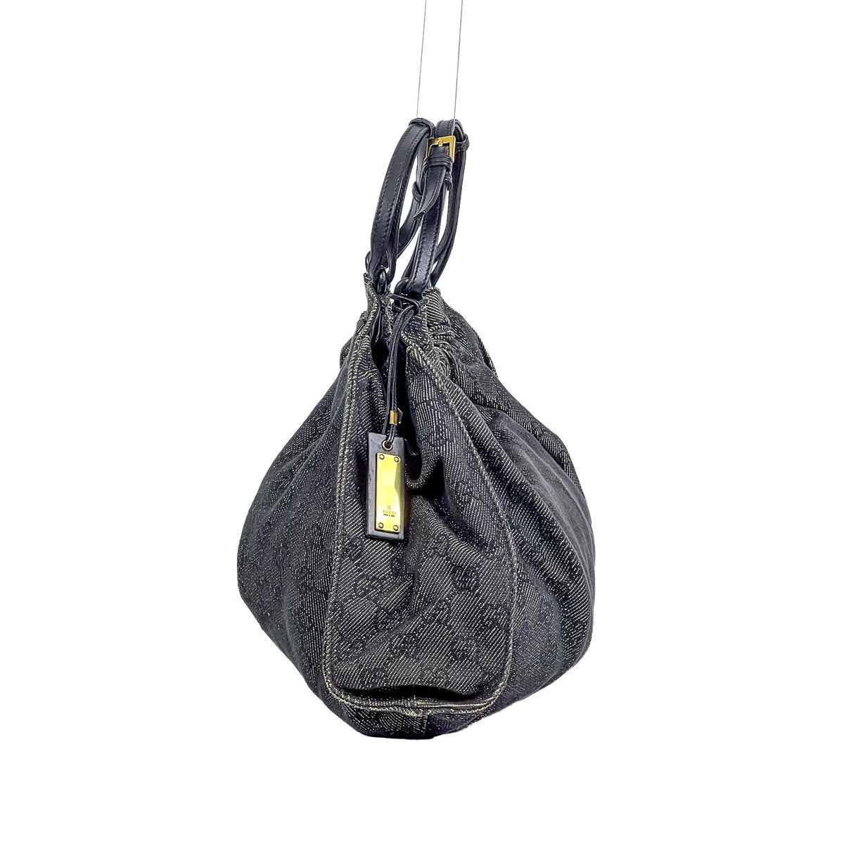Gucci Black GG Denim Hobo Bag - Saint Luxe
