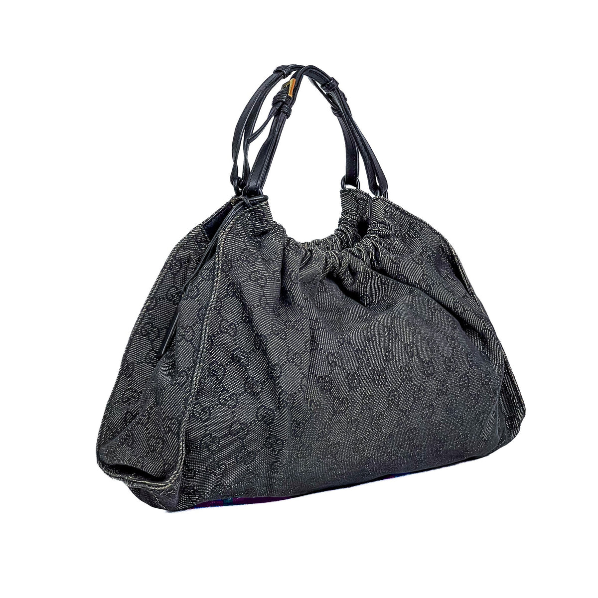 Gucci Black GG Denim Hobo Bag - Saint Luxe