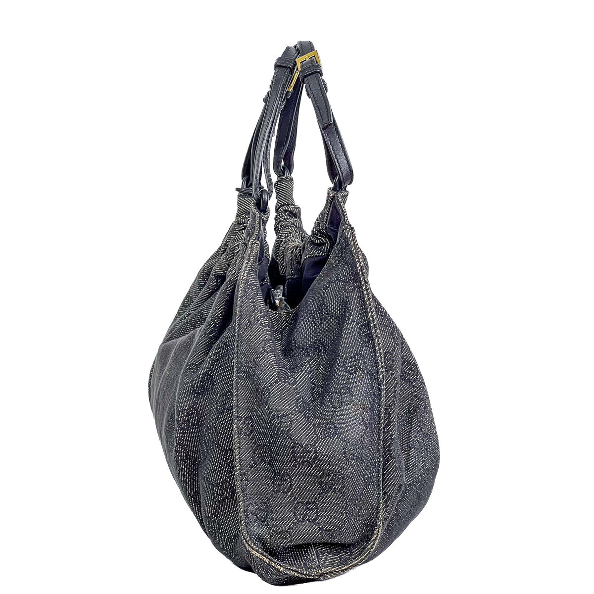 Gucci Black GG Denim Hobo Bag - Saint Luxe