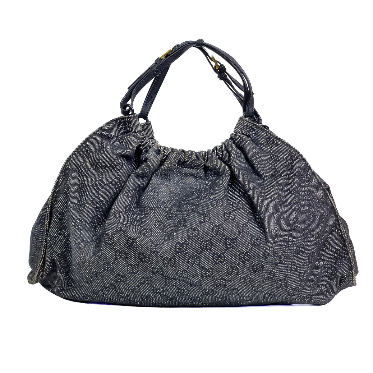 Gucci Black GG Denim Hobo Bag - Saint Luxe