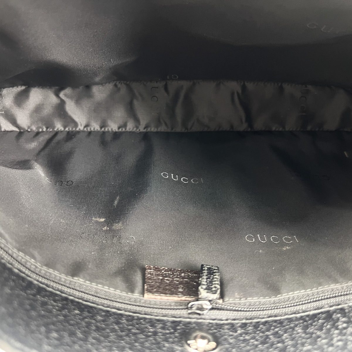 Gucci Black Hobo Nylon & Leather Shoulder Bag - Saint Luxe