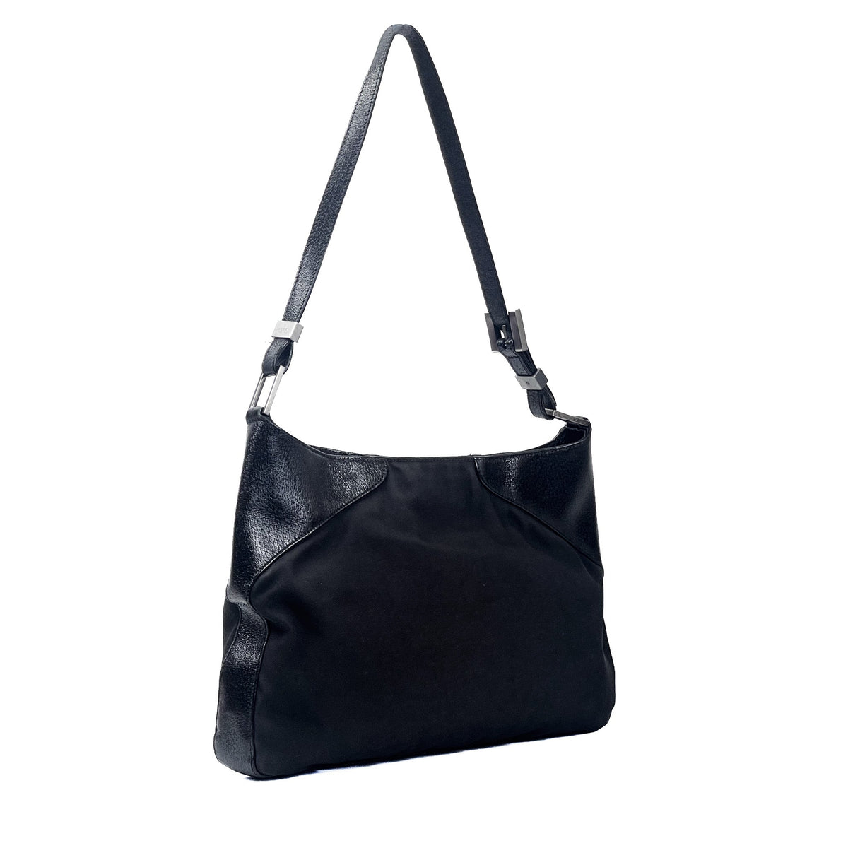 Gucci Black Hobo Nylon & Leather Shoulder Bag - Saint Luxe
