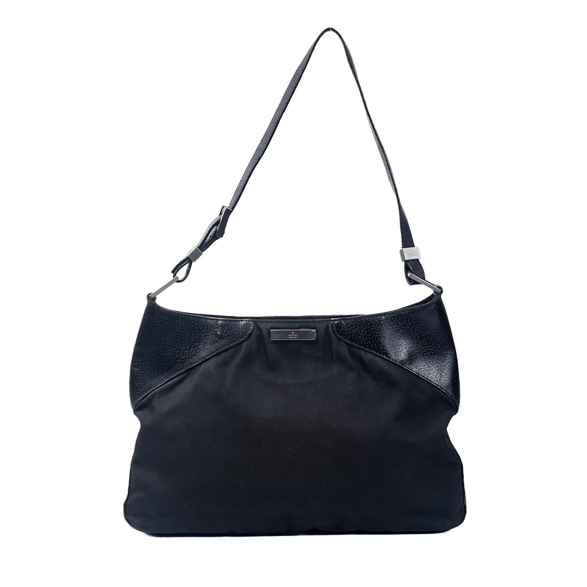 Gucci Black Hobo Nylon & Leather Shoulder Bag - Saint Luxe