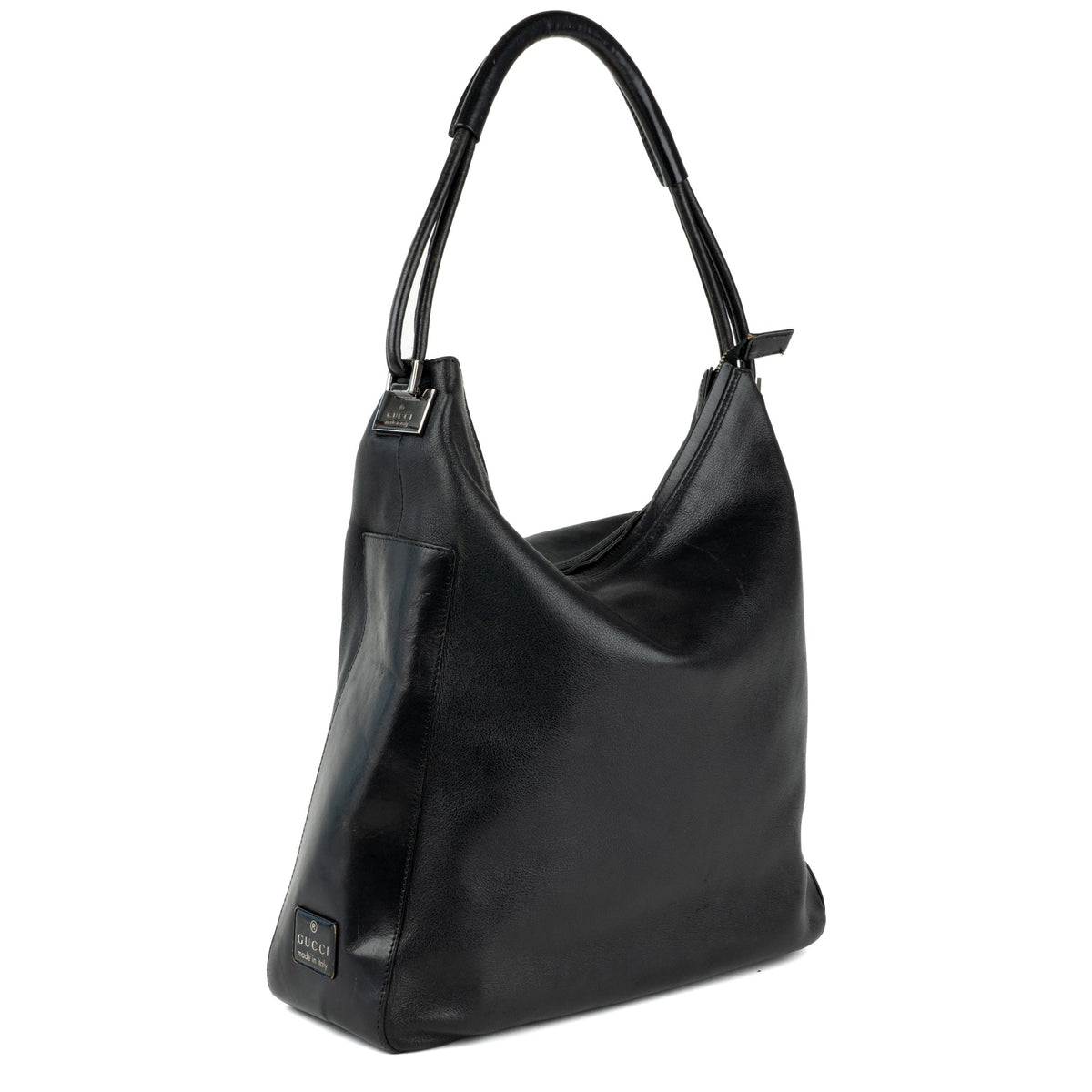 Gucci Black Leather Punch Tote Bag - St. Luxe