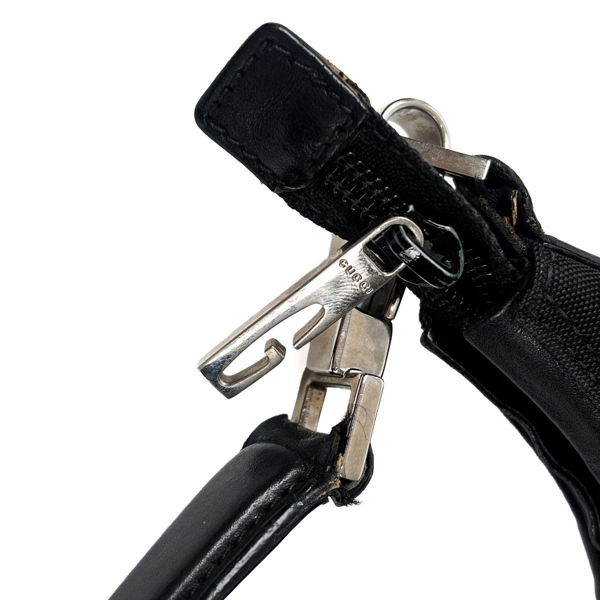 Gucci Black Nylon & Leather Hobo Shoulder Bag - Saint Luxe