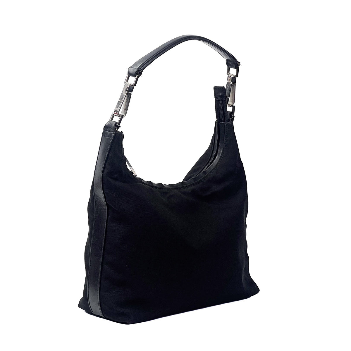 Gucci Black Nylon & Leather Hobo Shoulder Bag - Saint Luxe