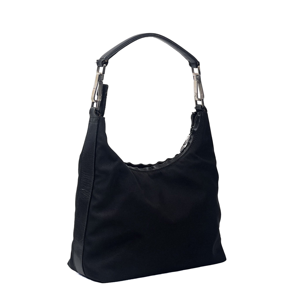 Gucci Black Nylon & Leather Hobo Shoulder Bag - Saint Luxe