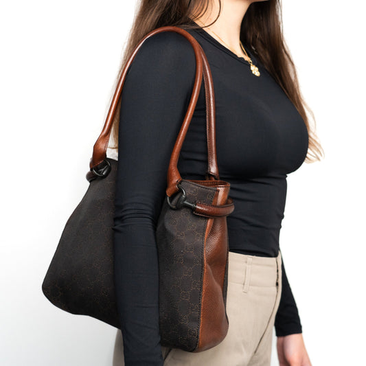 Gucci GG Canvas Horsebit Shoulder Bag - Brown - St. Luxe