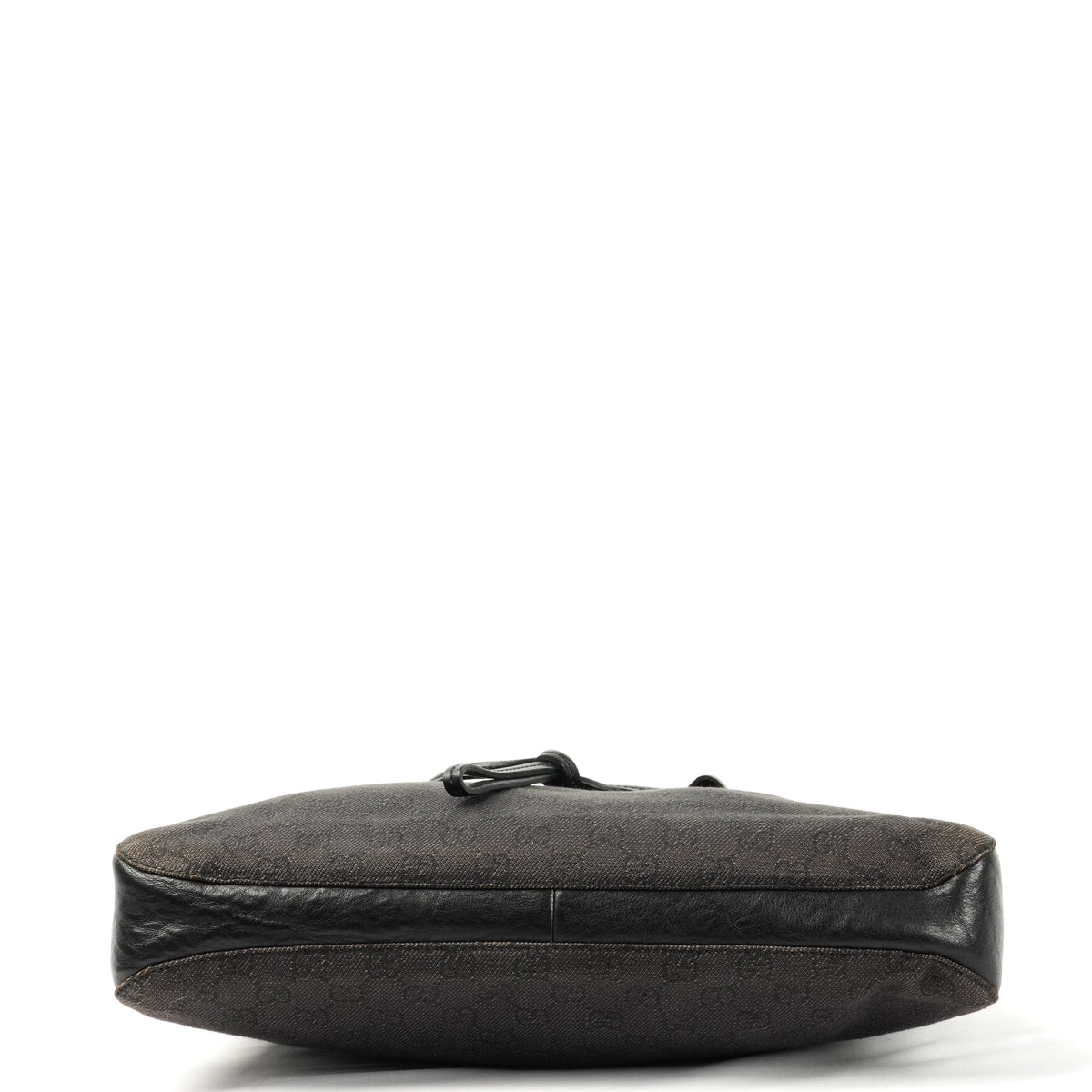 Gucci Horsebit Shoulder Bag - Black GG Monogram with Leather Trim - St. Luxe