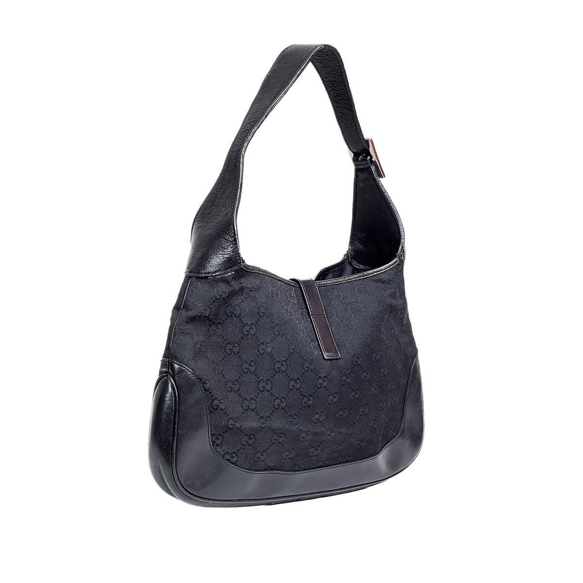 Gucci Jackie Black GG Canvas Hobo Bag - Saint Luxe