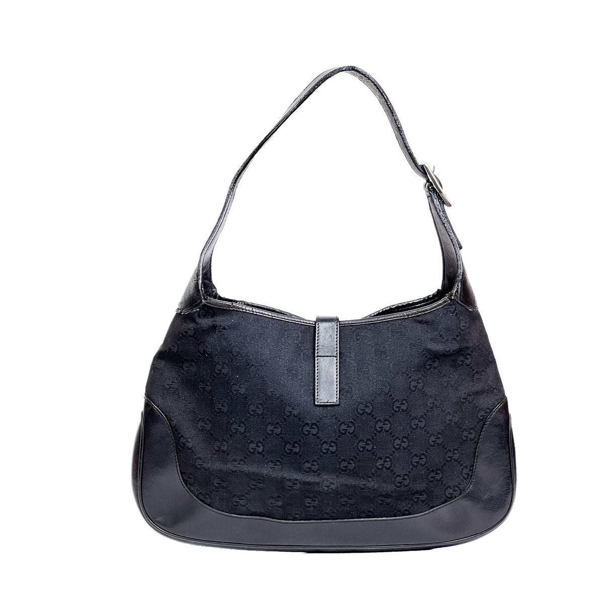 Gucci Jackie Black GG Canvas Hobo Bag - Saint Luxe