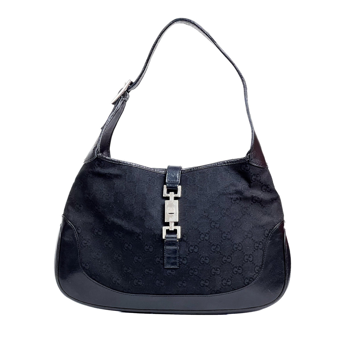 Gucci Jackie Black GG Canvas Hobo Bag - Saint Luxe