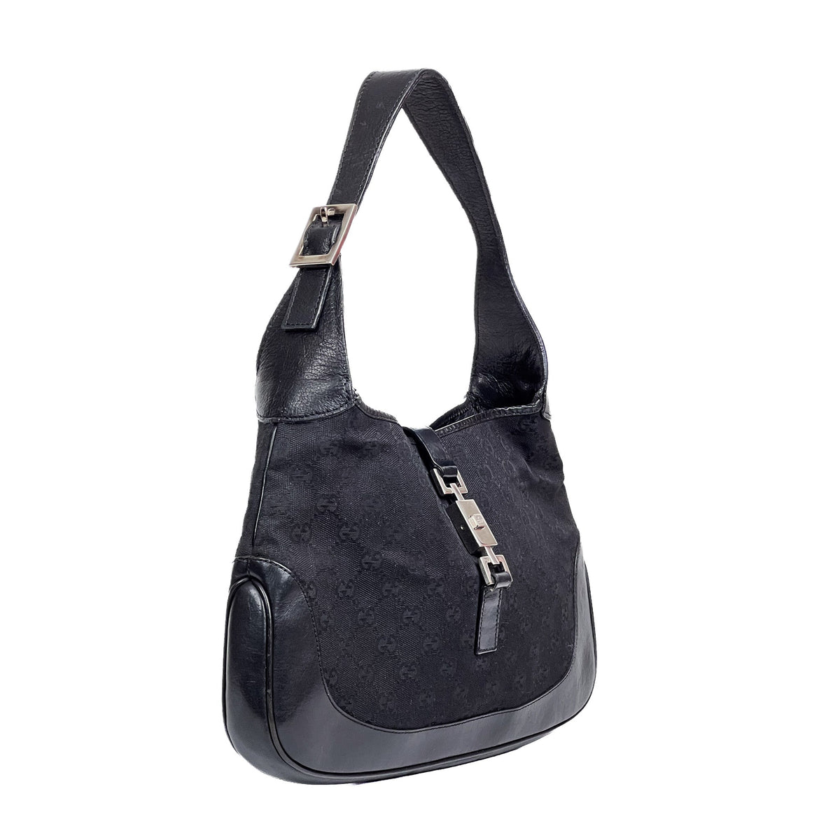 Gucci Jackie Black GG Canvas Hobo Bag - Saint Luxe