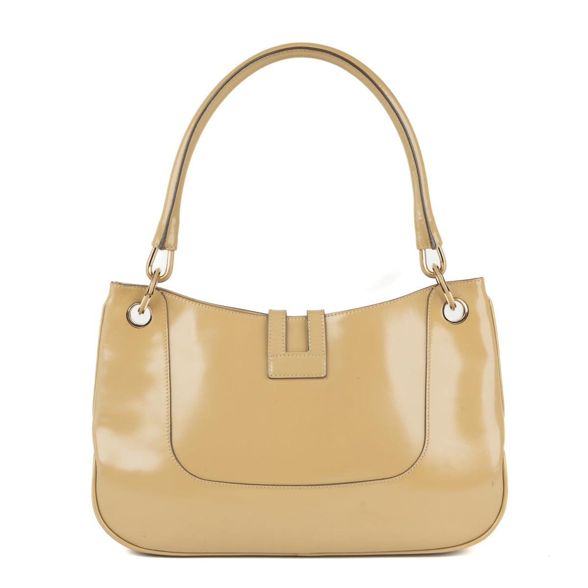 Gucci Jackie Shoulder Bag in Beige Gloss Leather - St. Luxe