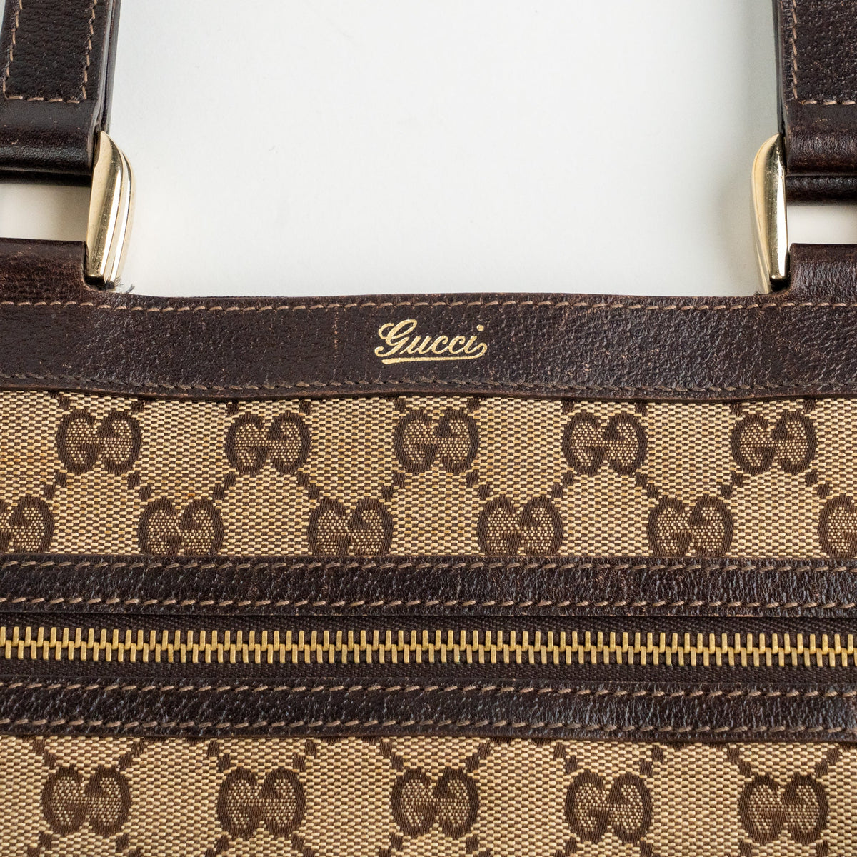 Gucci Monogram Abbey D Ring Tote Brown - St. Luxe
