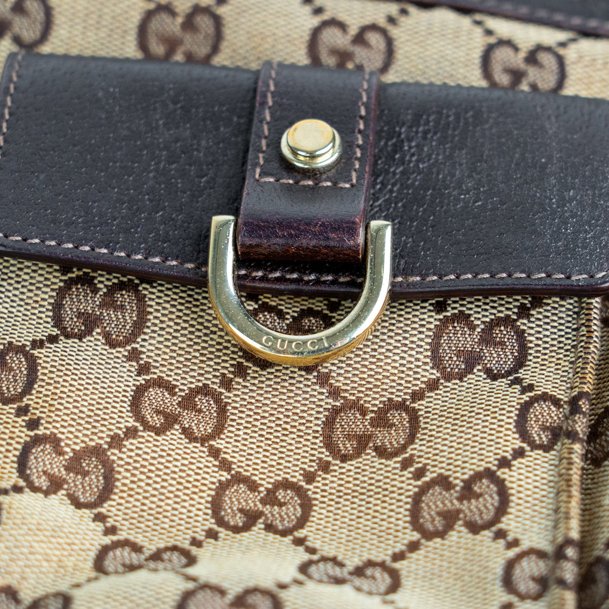 Gucci Monogram Abbey D Ring Tote Brown - St. Luxe