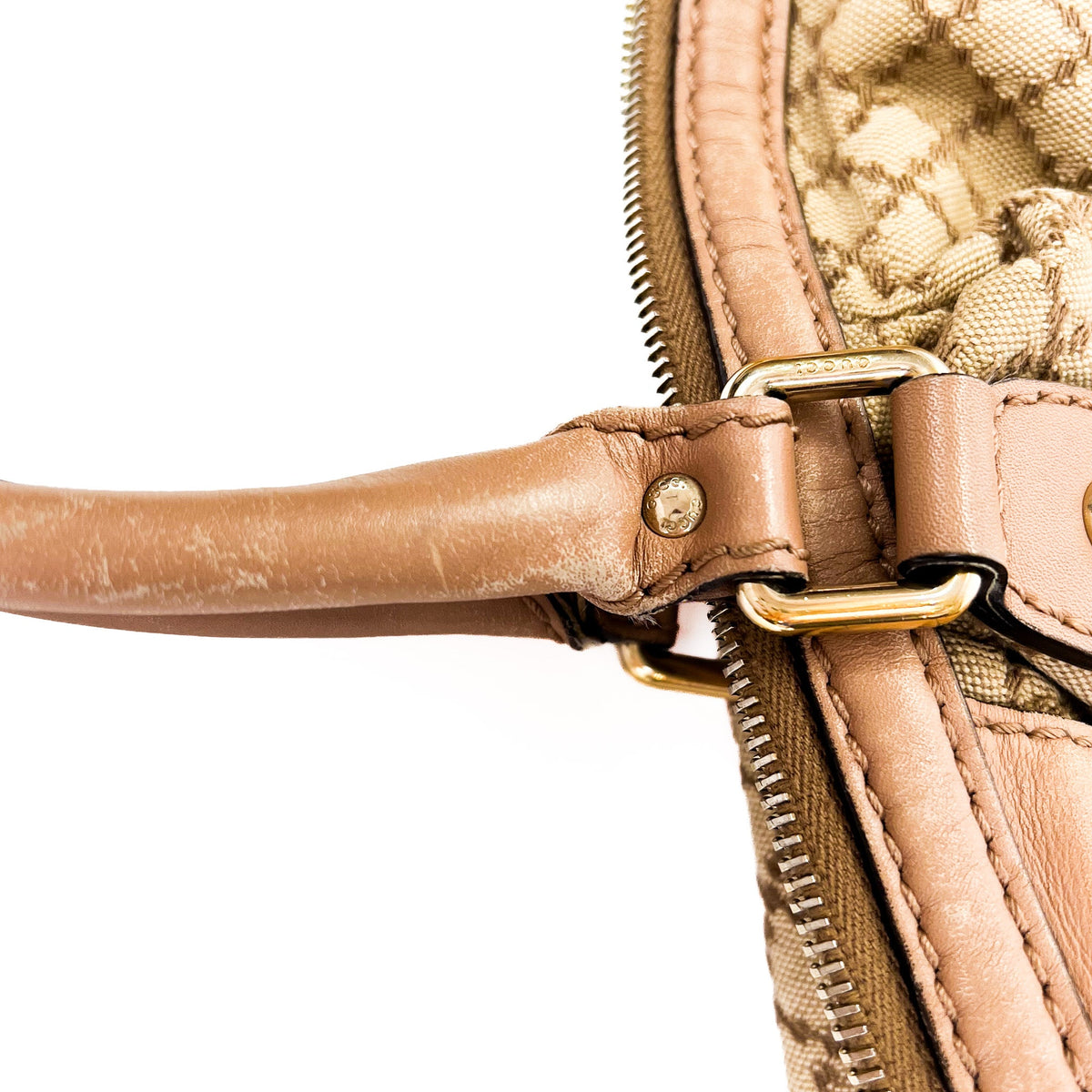 Gucci Sukey Beige & Rose Diamante Canvas Bag - Saint Luxe