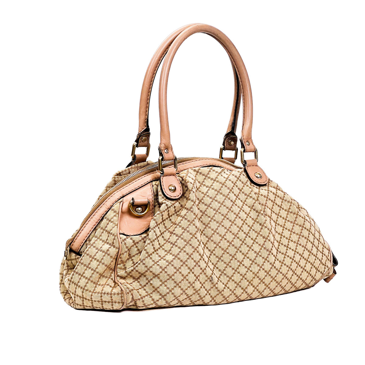 Gucci Sukey Beige & Rose Diamante Canvas Bag - Saint Luxe