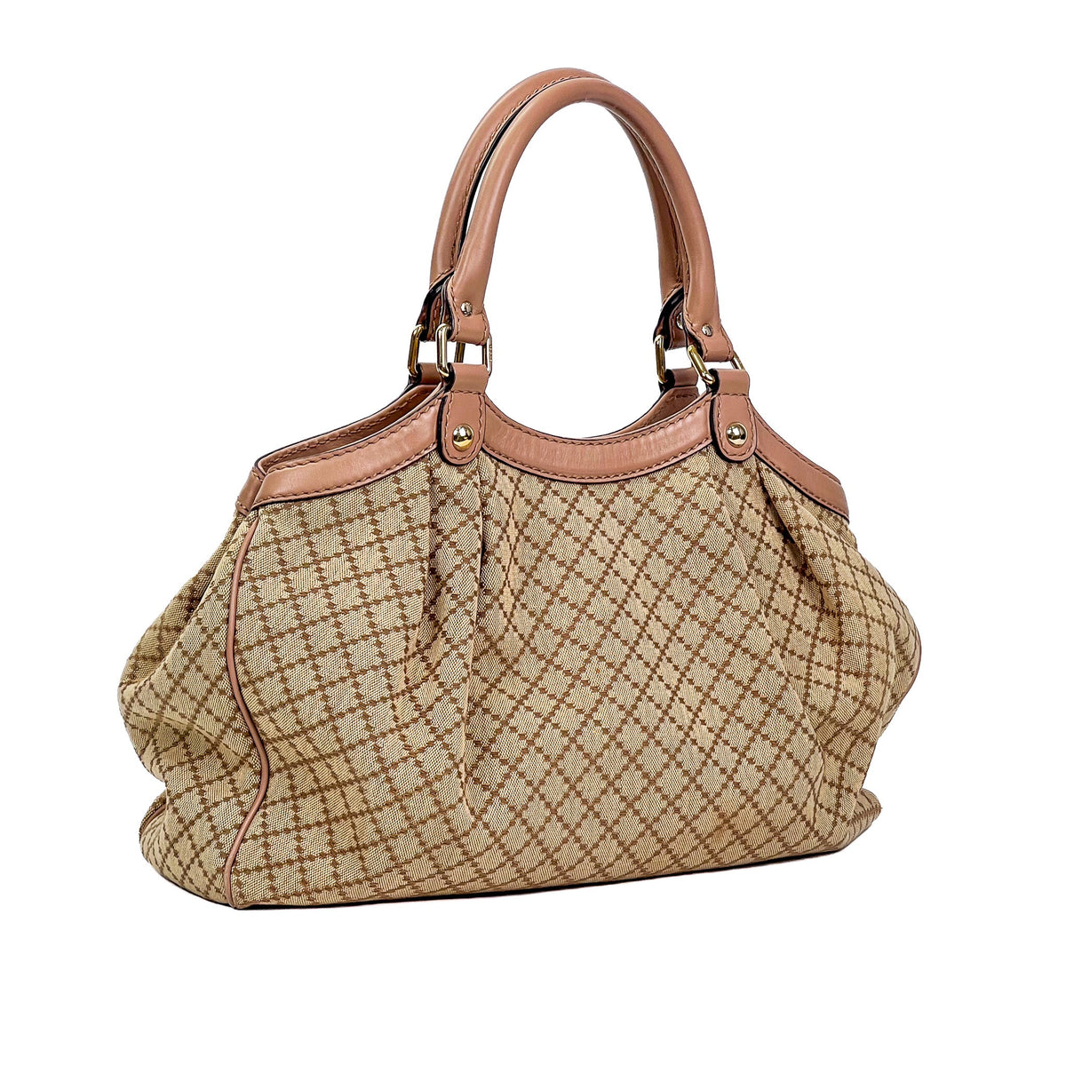 Gucci Sukey Medium Beige Diamante Canvas Tote Bag - Saint Luxe
