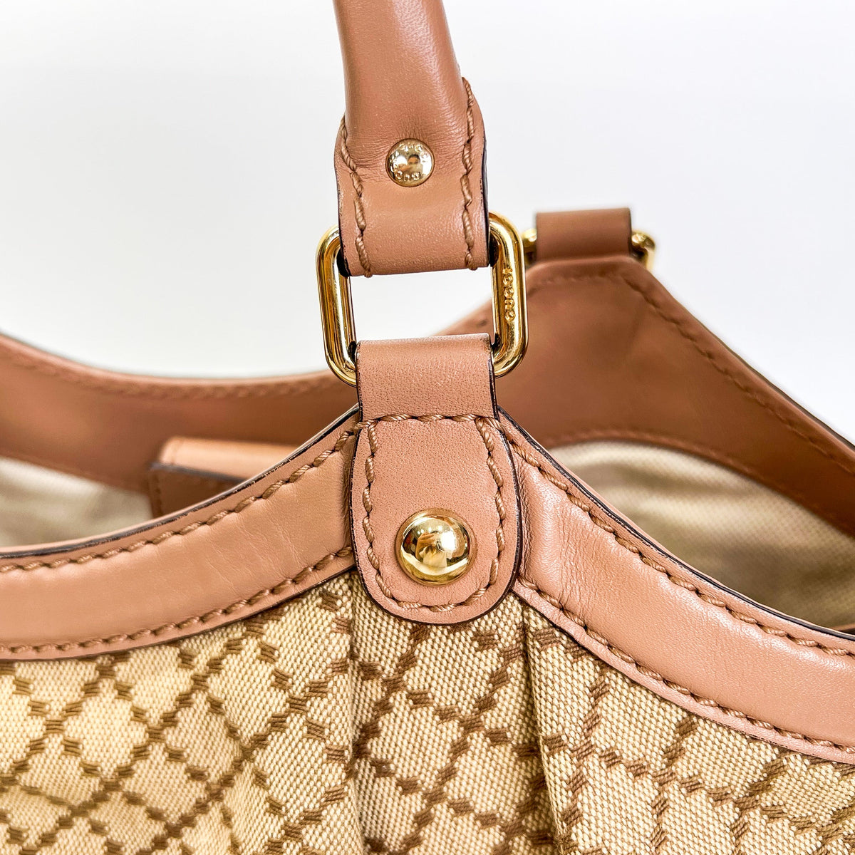 Gucci Sukey Medium Beige Diamante Canvas Tote Bag - Saint Luxe
