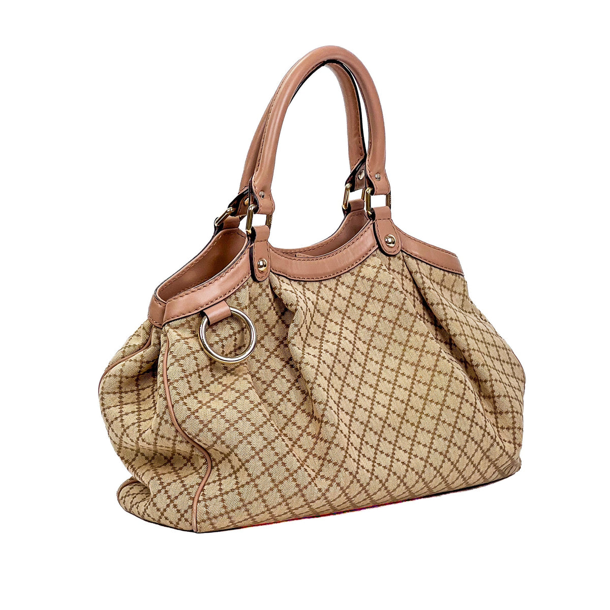 Gucci Sukey Medium Beige Diamante Canvas Tote Bag - Saint Luxe