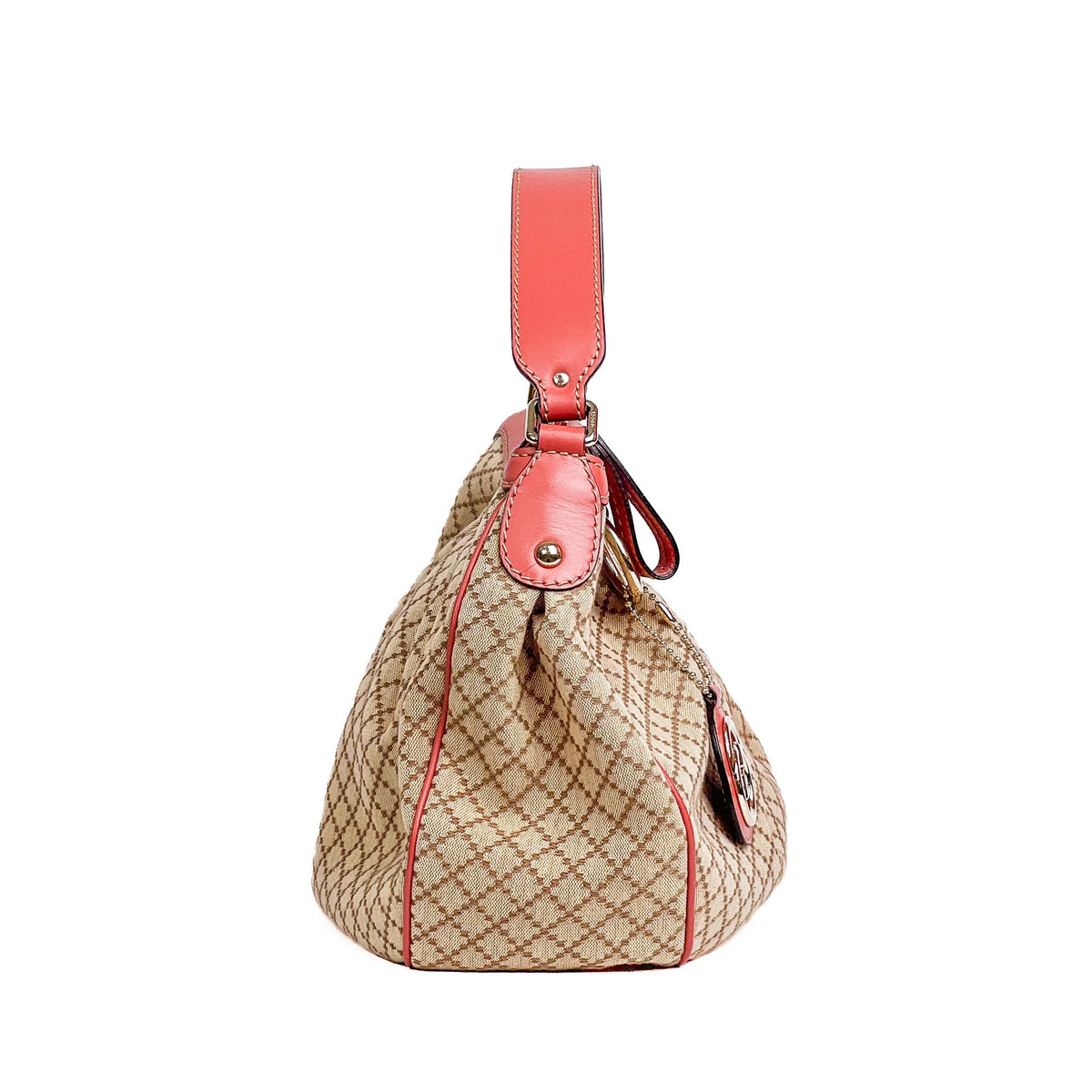 Gucci Sukey Medium Beige & Red-Brown Diamante Canvas Hobo Bag - Saint Luxe