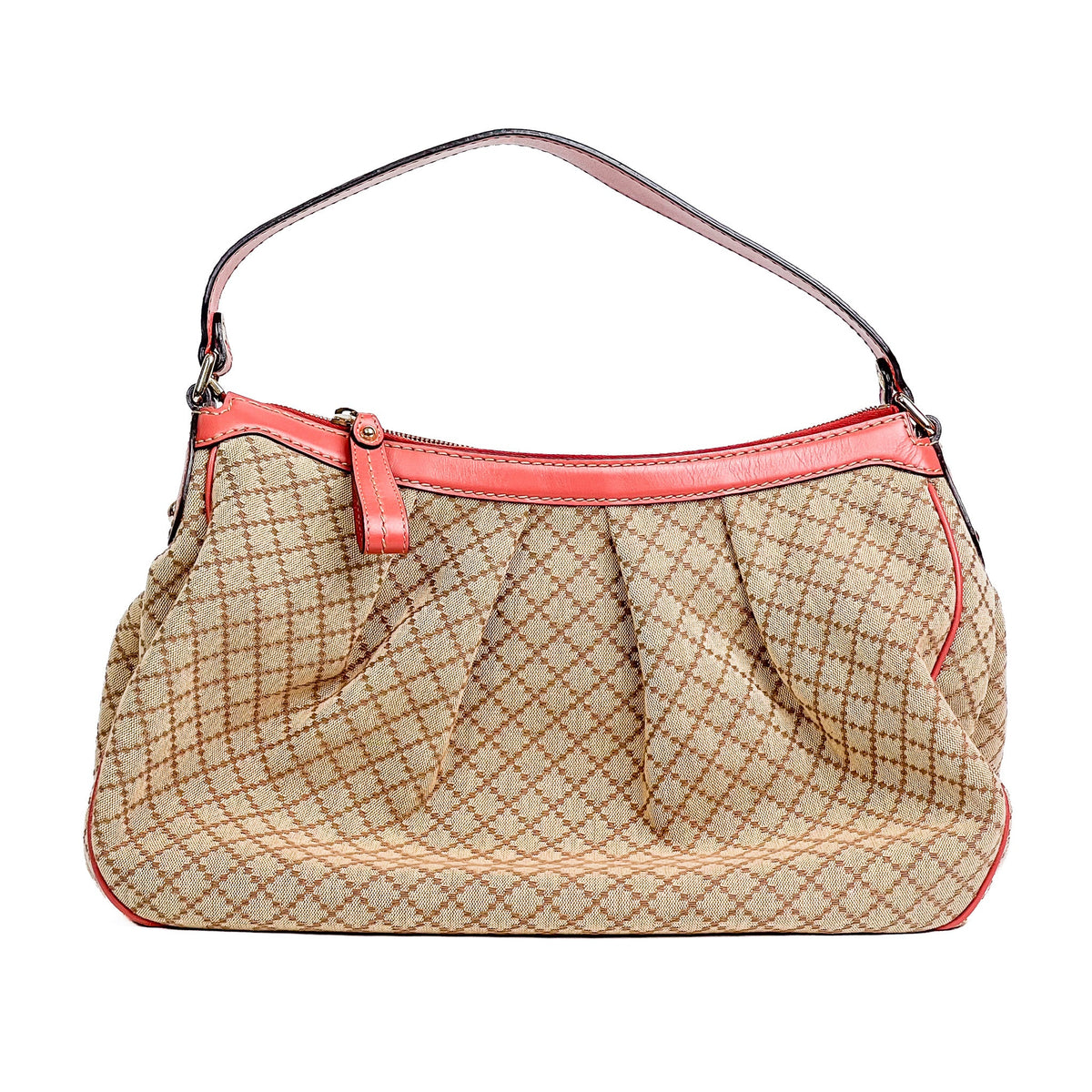 Gucci Sukey Medium Beige & Red-Brown Diamante Canvas Hobo Bag - Saint Luxe