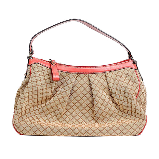 Gucci Sukey Medium Beige & Red-Brown Diamante Canvas Hobo Bag - Saint Luxe