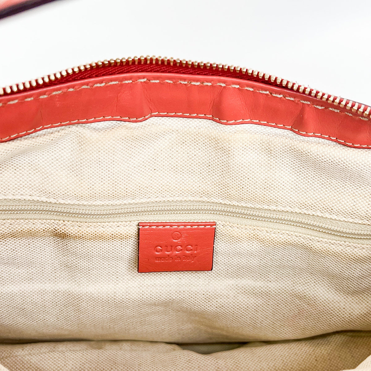 Gucci Sukey Medium Beige & Red-Brown Diamante Canvas Hobo Bag - Saint Luxe