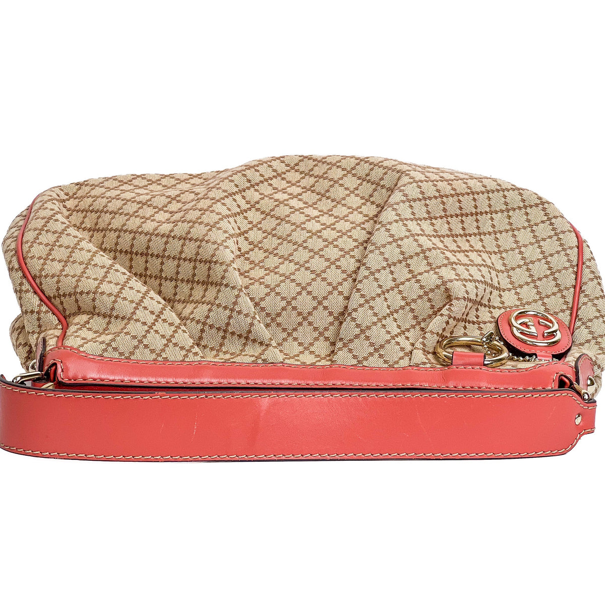 Gucci Sukey Medium Beige & Red-Brown Diamante Canvas Hobo Bag - Saint Luxe