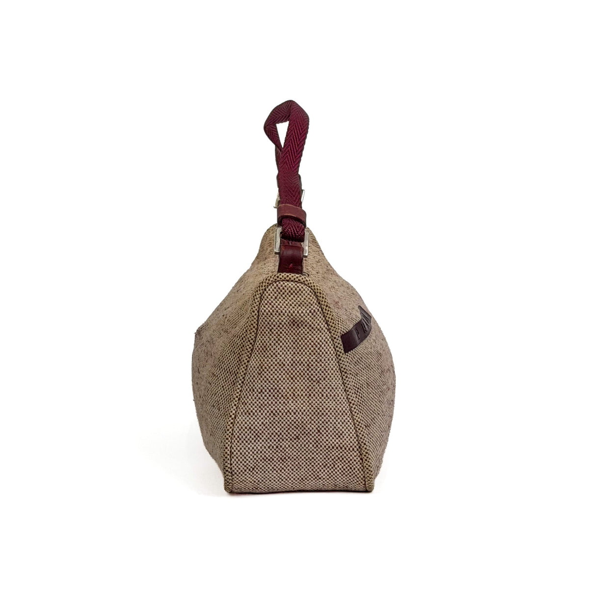 Prada Beige & Burgundy Canvas Mini Pochette Bag - Saint Luxe