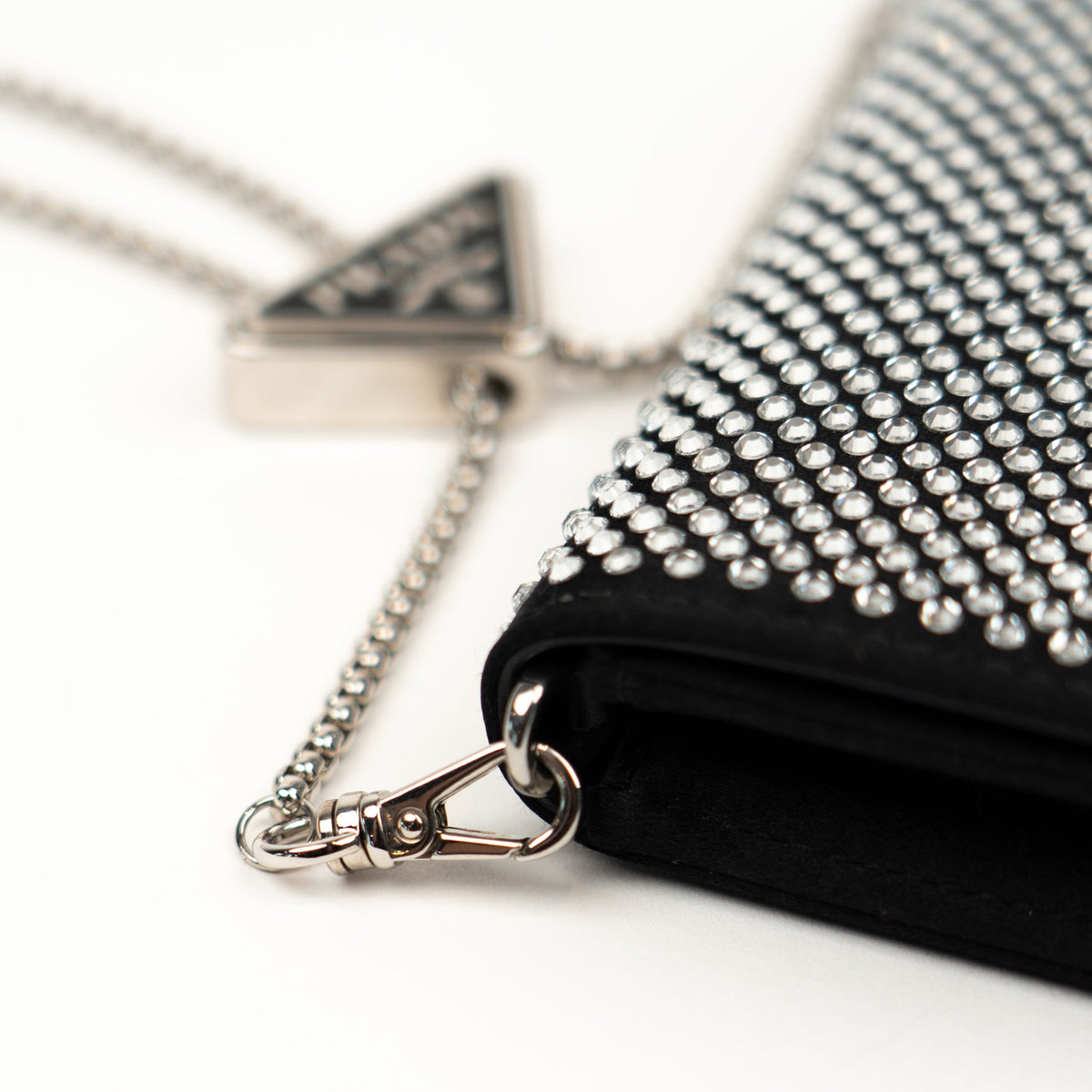 Prada Crystal Leather Chain Card Holder - St. Luxe