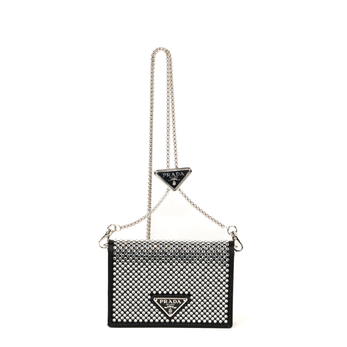 Prada Crystal Leather Chain Card Holder - St. Luxe