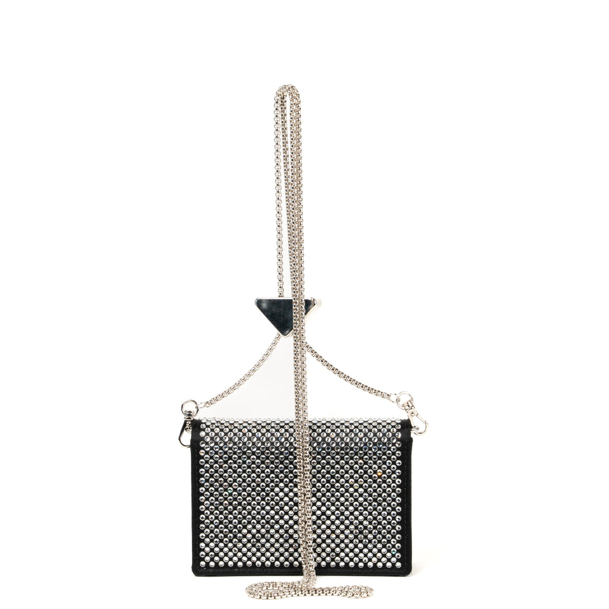 Prada Crystal Leather Chain Card Holder - St. Luxe
