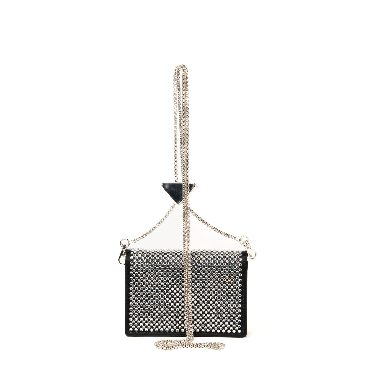 Prada Crystal Leather Chain Card Holder - St. Luxe