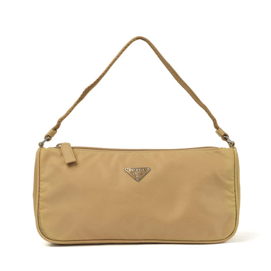 Prada Nylon Pochette - Beige with Silver Hardware - St. Luxe