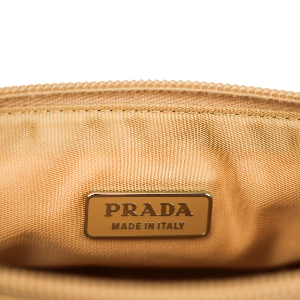 Prada Nylon Pochette - Beige with Silver Hardware - St. Luxe