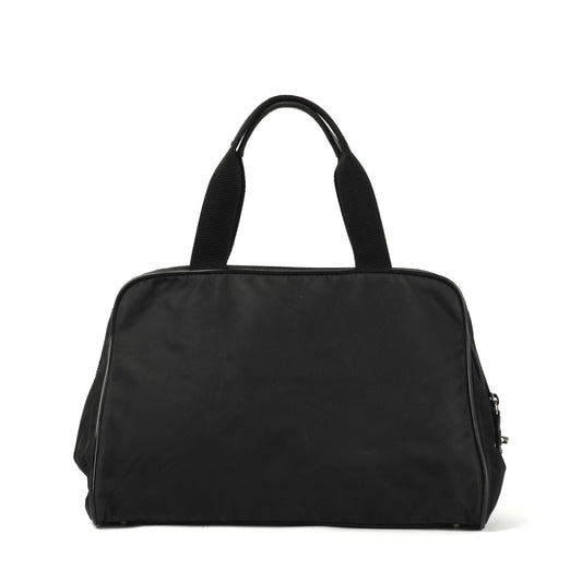 Prada Tessuto Black Nylon Handbag with Logo Plate - St. Luxe